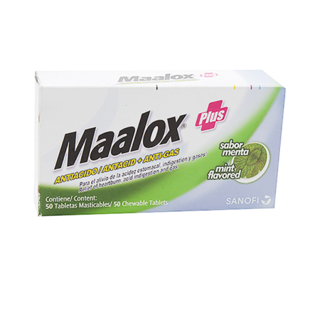 MAALOX PLUS MENTA X 50 TABLETAS MASTICABLES