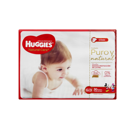 PAÑAL HUGGIES NATURAL CARE TALLA G X3 0 UNIDADES