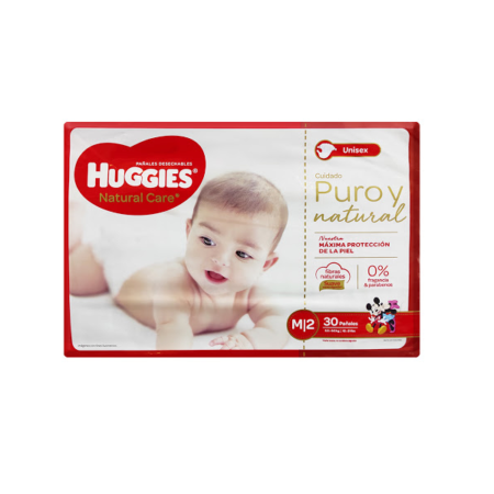 PAÑALES HUGGIES NATURAL CARE TALLA M X30 UNIDADES