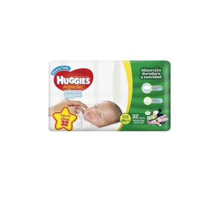 PAÑALES HUGGIES TALLA RN X 32 UNIDADES